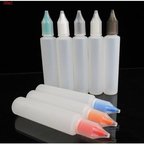 10pcs Plastic Bottle 60ML unicorn Dropper Empty Bottle,Pen shape Bottle with Tip for Engin Oil,E Liquid packing,colorful cover