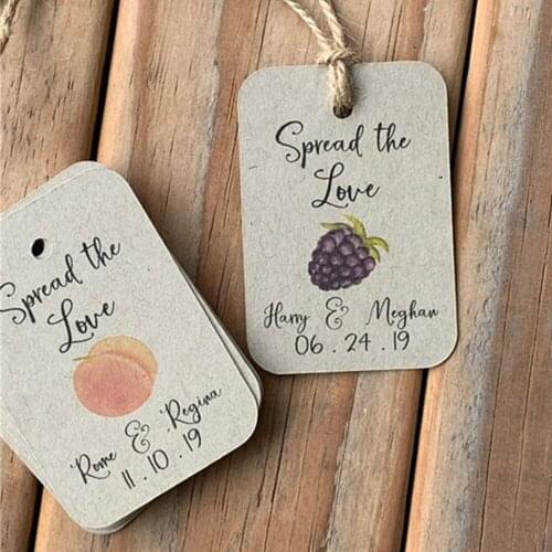 Custom text logo Spread The Love Fruit Preserves Jams Jelly sweet Wedding Favor Tags birthday baby shower thank you gift lables