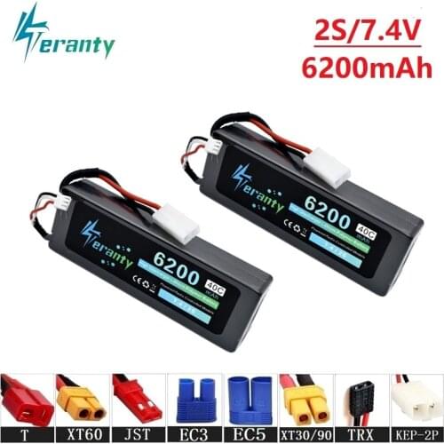 Collision Avoidance 7.4v 6200mAh 40C Lipo Battery For RC Drones Cars Boats Quadcopter Spare Part 2s 7.4v Lithium battery