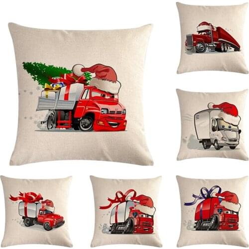ChristmasTree Pillow Cases Snow Happy New Year Cushion Covers 45*45cm Truck Decor Sleigh Ride Seat 45x45cm Throw Pillow Covers