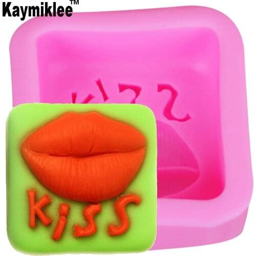 Kaymiklee S107 Lips Kiss Silicone Soap Mold for Cake Decorating Resin Concrete Chocolate Embossed Mould Sculpture Candle Moulds