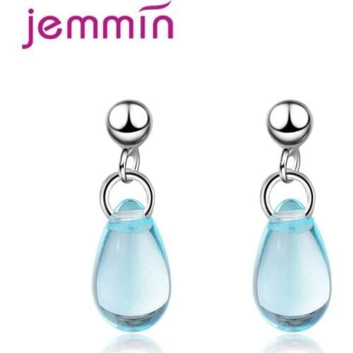 Clear Waterdrop Pendant Earrings For Women 925 Sterling Silver top Quality Cheap Jewelry Accessory Free Shipping