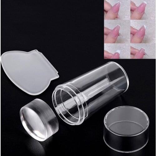 1pcs jelly silicone nail stamper for french tips transparent nail stamping plates nails accessories tools clear nails stamping
