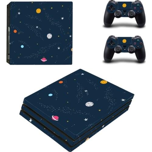 Cartoon Starry Sky Style Skin Sticker for PS4 Pro Console And Controllers Decal Vinyl Skins Cover YSP4P-3447