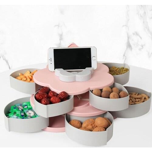 Dried Fruit Plate Rotating Fruit Plate Household Double Petal Shape Candy Dry Pot Plate Multilayer Fruit Box