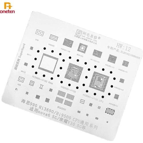 Amao BGA Reballing Stencil For Huawei Nova6 Honor V30 Hi3690 Hi9500 CPU Nand WIFI Power IC Planting Tip Net