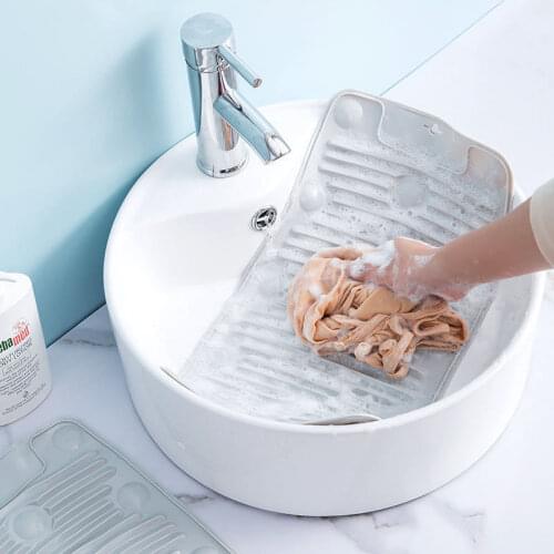 Thicken Portable Clothes Cleaning Tools Antislip Small Number Foldable Suction Cup Portable Washboard Bathroom Soft Washboard