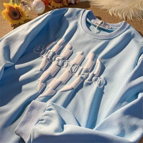 Sweatshirt Long Sleeved Womens 2021 New Spring And Autumn Loose Printed Round Neck Letter Top Casual Wn