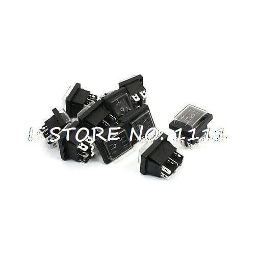 10PCS Black Button Maintained 2 Positions 6Pins Panel Mount Waterproof Rocker Switch DPDT