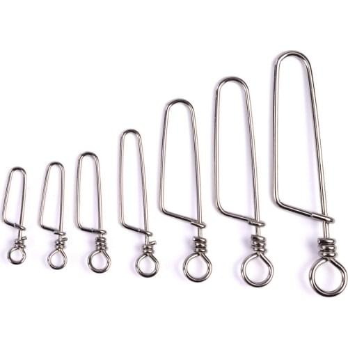 100 PCS Pin Connector Safety lock Swivel Snaps Fishing Hooks connector