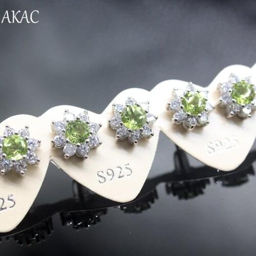 2pairs AKAC approx10mm natural green peridot stud earrings for women earrings