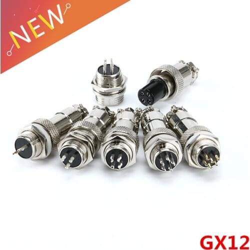 2PCS/set GX12 2/3/4/5/6/7 Pin Male + Female 12mm L88-93 Circular Aviation Socket Plug Wire Panel Connector with Plastic Cap Lid