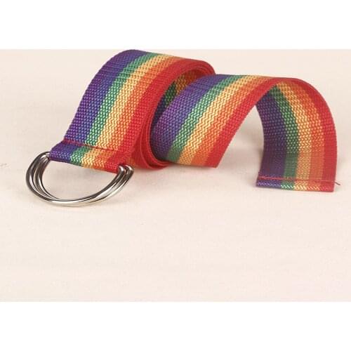 2021 New Youth Rainbow Color Canvas Belt Simple Versatile Double Buckle Fashion Trend Designer Belt Belts for Men Luxury