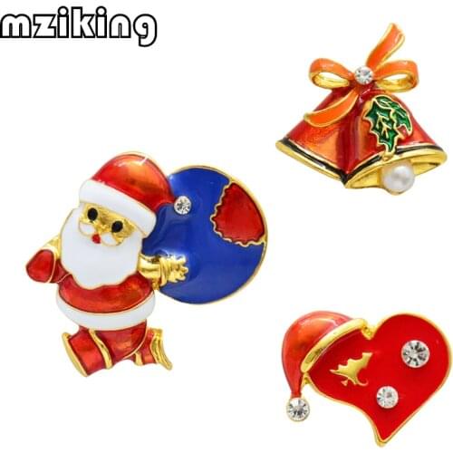 2019 Christmas 3 pcs/set New Bell Heart Brooches Pin Set Crystal Enamel Collar Badge Pin Homme Broaches Clothing Accessories
