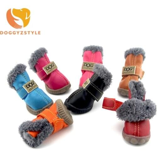 4Pcs/Set Winter Dog Shoes Waterproof Warm Anti Slip Sneaker Snow Boots Pets Booties Products For Small Medium Dogs Chihuahua
