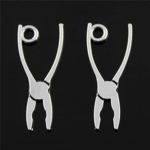 40pcs Charm Pliers Tool Vise Pliers Pendant Charms For Jewelry Making Antique Silver Color Vise Pliers Charms 12x23mm