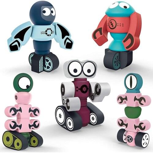 5PCS Robots Magnetic Building Blocks Kits Kids Toys Magic Magnets Designer Assembling Bricks Construction Toys For Children