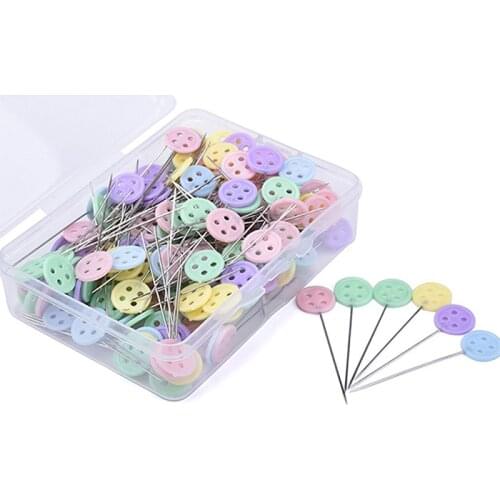 100pcs 5cm Dressmaking Pins Patchwork Needle Craft Bowknot Button Head Pins Embroidery Pins For DIY Quilting Sewing Accessories