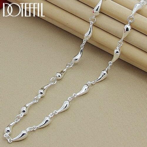 DOTEFFIL 925 Sterling Silver Water Droplets/Raindrops 18 Inches Chain Necklace For Women Men Engagement Wedding Fashion Jewelry
