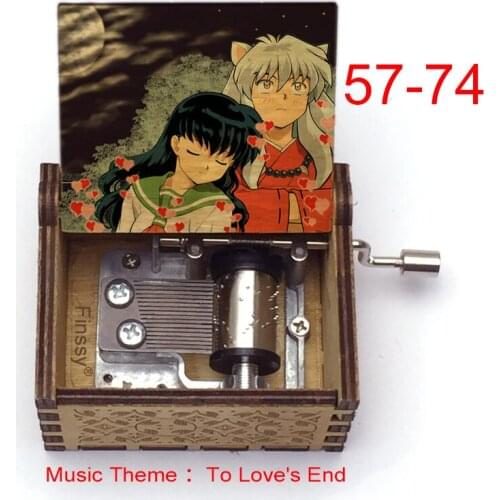 Wooden Square Music Box Anime Inuyasha Movie Affections Touching Across Time Boy And Girl Children Gift DIY Ornaments