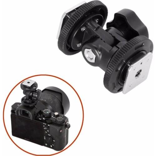 Dual Hot Shoe Adjustable Mount Adapter Bracket Holder for Video camera Photography Light Lighting for Canon Nikon Sony