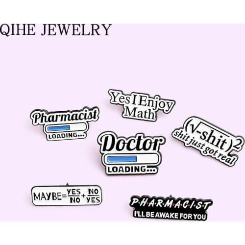 Chemistry and Mathematics Enamel Pins Black White Fun Metal Brooch Pins Backpack Cute Badge Jewelry Gifts for Friends Wholesale