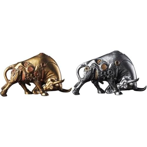 Bullfight Mechanical Cow Figurines for Interior Decoration Desk Accessories Statue Decorative Ornaments