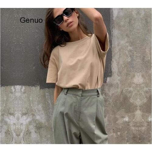 Basic Cotton t Shirt Women Summer New Oversized Solid Tees 7 Color Casual Loose Tshirt Korean o Neck Female Tops