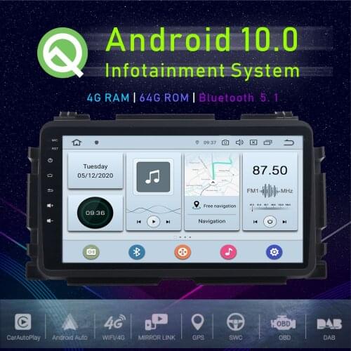 JSTMAX 9" Android 10.0 Car GPS Player For Honda Vezel HR-V HRV 2014 2015 2016 2017 GPS Car Auto Stereo Multimedia Player