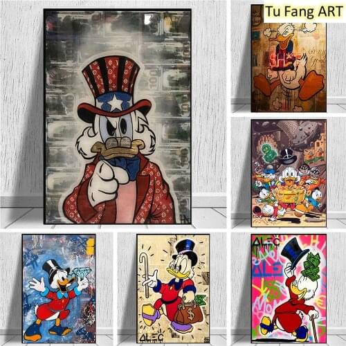 Canvas Painting Wall Art Disney Donald Duck Street Graffiti Art Posters and Prints Room Decor Pictures for Home Decoration Gift