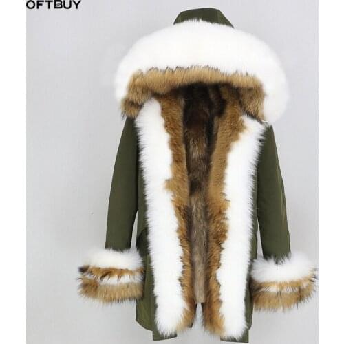 OFTBUY 2020 Winter Jacket Women Real Fur Coat Thick Warm Natural Fox Fur Collar Hood Liner Parka Outwear Casual Streetwear Korea