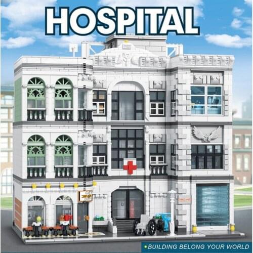 UrGe 10188 Hospital Building Model Creative Street View Series Modular MOC Blocks Children Assemble Educational Toys Gift