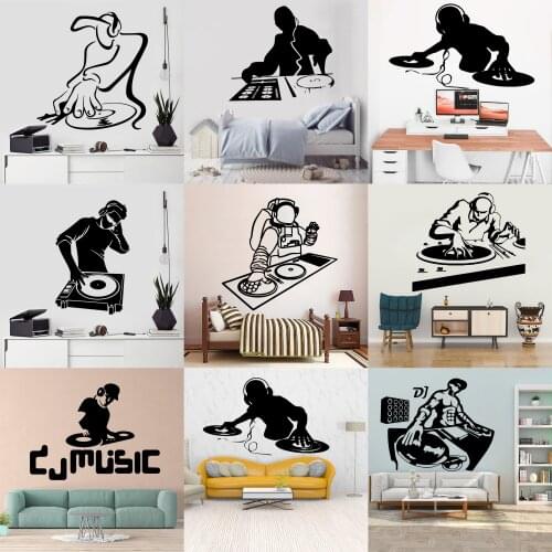 Music wall stickers DJ playing disc decals Trendy Home Furnishing Wall Stickers Home Decorations for Music Lovers yy06