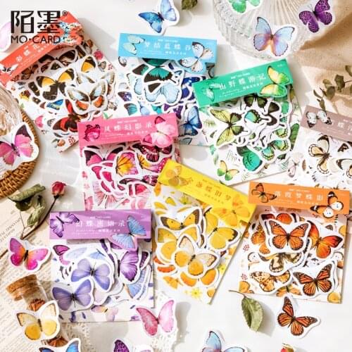 45 Pcs Butterfly Flower Language Series Decorative Stickers Scrapbooking Stick Label Diary Album Stationery Sticker Accessories