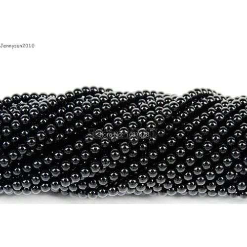 Natural Black Onyx Gems Stones 2mm Smooth Round Spacer Loose Beads 15'' Strand for Jewelry Making Crafts 5 Strands/Pack