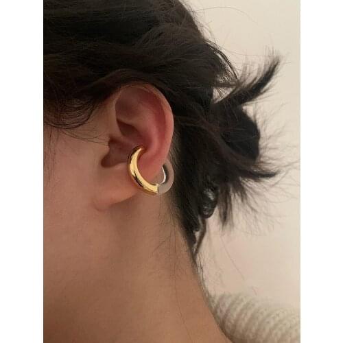 Non Periced Transparent Ear Earrings Brass With 18K Gold Punk Party Gown Runway Rare Korean Japan Boho Hiphop