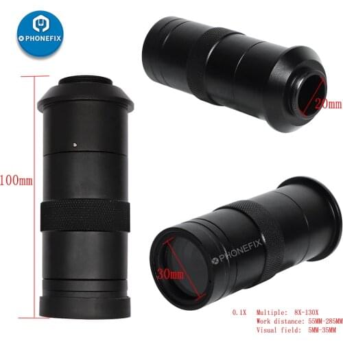 130X 200X 250X Adjustable Zoom C Mount Lens Industry Video Microscope Camera C-Mount Glass Lens Adapter for HDMI VGA Camera