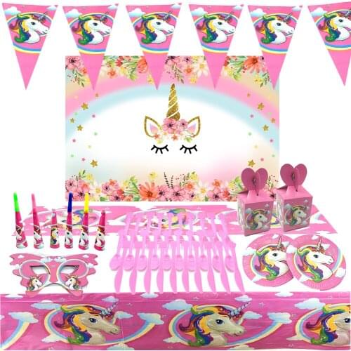Unicorn Theme Disposable Tableware Plate Birthday Party Decorations Baby Shower Wedding Decoupage Napkins Unicorn Decoration