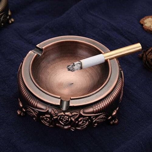 Creative Vintage Ashtray Mini Portable Ash Holder with Embossed Flower for Outdoor & Indoor Use