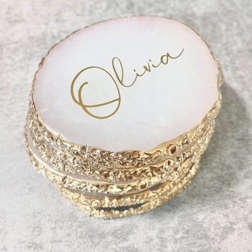 Personalized Gift Wedding Coaster Set Resin Coaster Mothers Day Gift Jewelry Plate Custom Nail Plate Acrylic Ring Holder