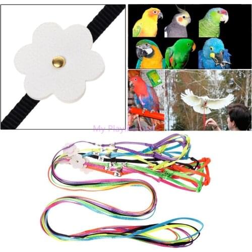 Pet Bird Parrot Harness Small Pets Parakeet Leash Soft Colorful Outdoor Adjustable Strap Training Rope Flying Cross Band C42
