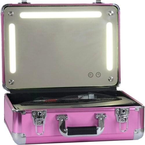 Portable Travel Cosmetic Case Bag Makeup Organizer Box with Lights LED Black/Pink/Golden