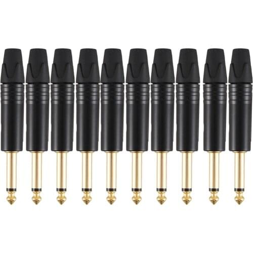 Gold Plating 10Pcs Plug Mono Professional 2 Pole 6.35 Mm 6.5Mm Stereo Jack Plug Neutrik 6.35Mm