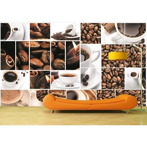 Custom Wallpaper Murals Coffee Beans Self Adhesive Vinyl Wall Sticker Wall Paper Art Wall Painting Living Room