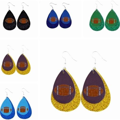 Earrings Customize Baseball Team Name Distressed Football Monogram Leather For Cricut Teardrop Earrings
