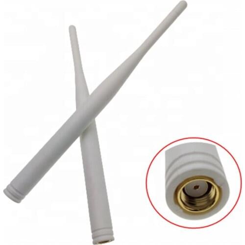 RP SMA Male Overmoulded White 2.4 Ghz Wifi Microwave Whip Communication Antenna