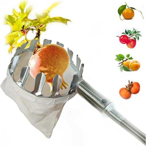 Stainless Steel Fruit Picker Pole With Bag Yard Fruit Catcher High Tree Picking Tool Fruit Catcher Collector Gardening Tool