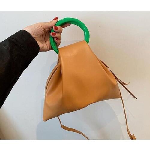 Triangle Shape Tote Bag 2021 Women Purse and Handbags Ladies Pu Leather Shoulder Bags New Designer Ring Handle Crossbody Bag