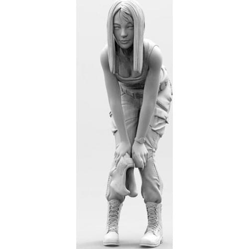 Unassambled 1/20 modern girl stand summer Resin figure miniature model kits Unpainted