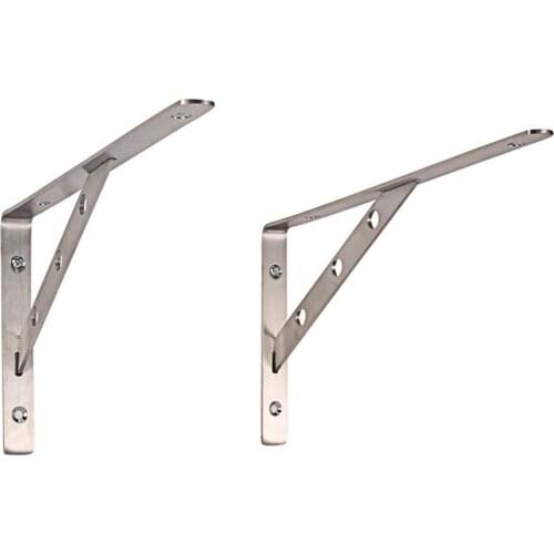 2pcs Thicken 201 Stainless Steel Right Angle Support Shelf Wall Hanging Support Frame Bathroom Wall Bracket Silver
